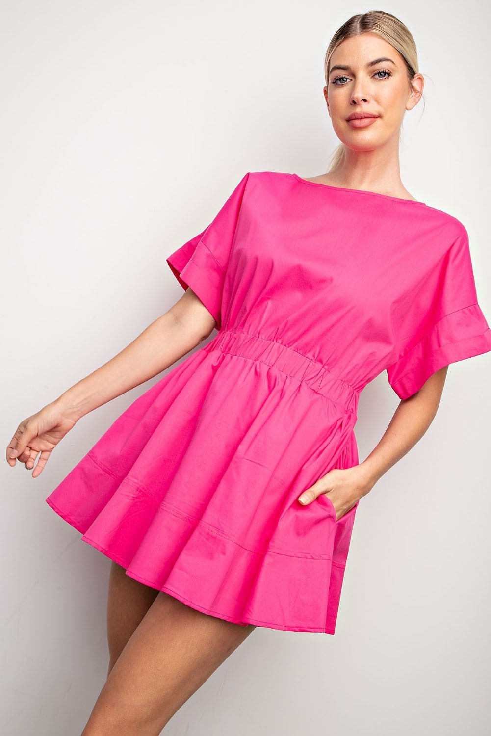Barbie Pink Short Sleeve Mini Dress – Miranda's Bella Boutique Barbie Pink Short Sleeve Mini Dress – Miranda's Bella Boutique