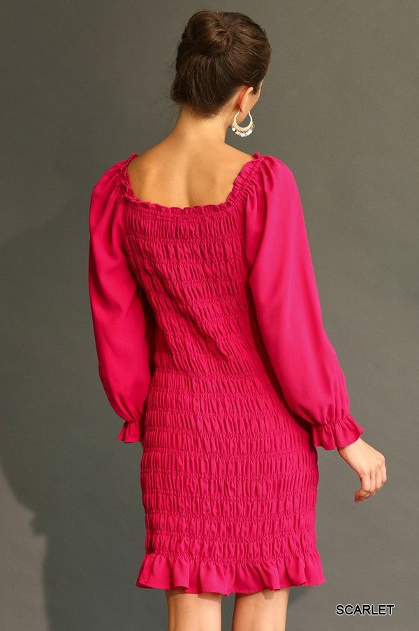 Scarlet Smocked Pink Mini Dress