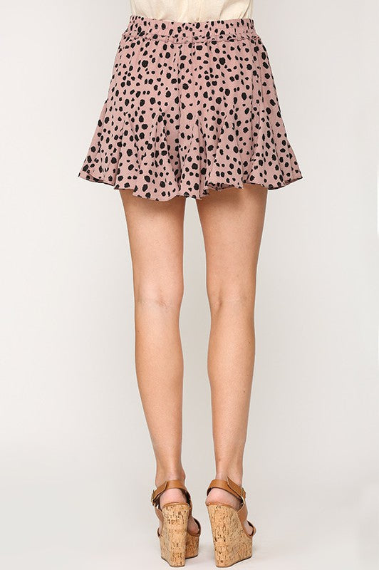 Mauve/Black Flared Dress Shorts