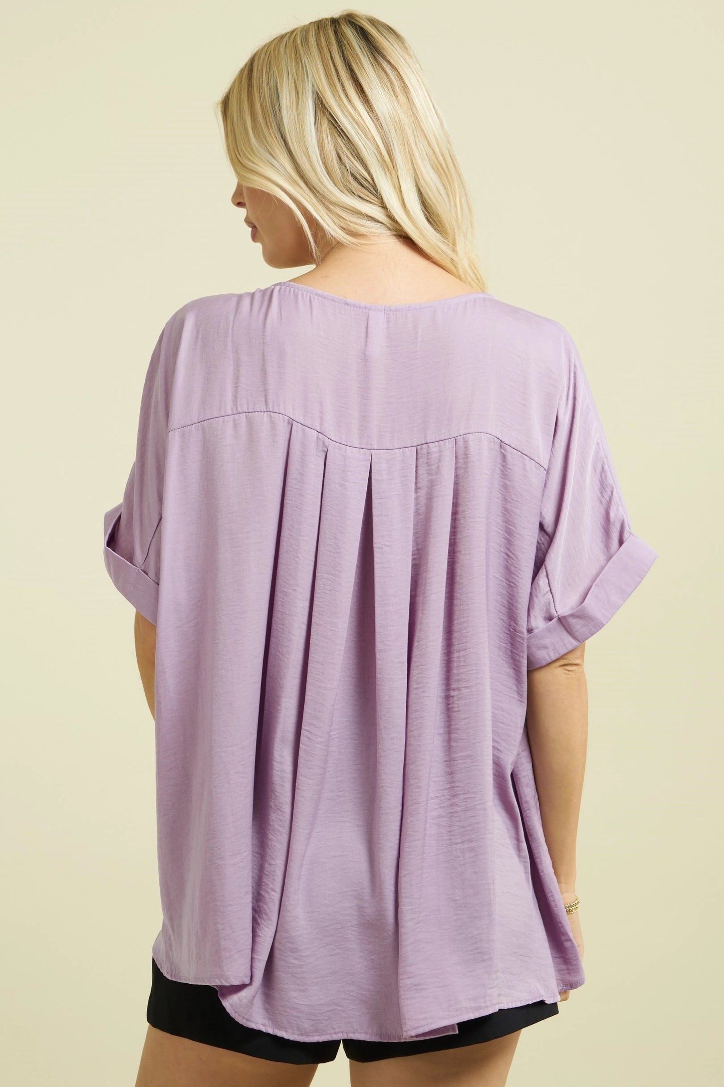 Periwinkle High Low Pleated Back Blouse