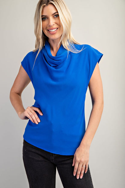 Royal Blue Round Neckline Blouse