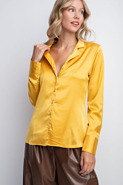 Solid Gold Satin Classic Shirt