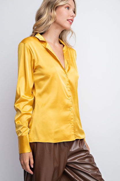 Solid Gold Satin Classic Shirt