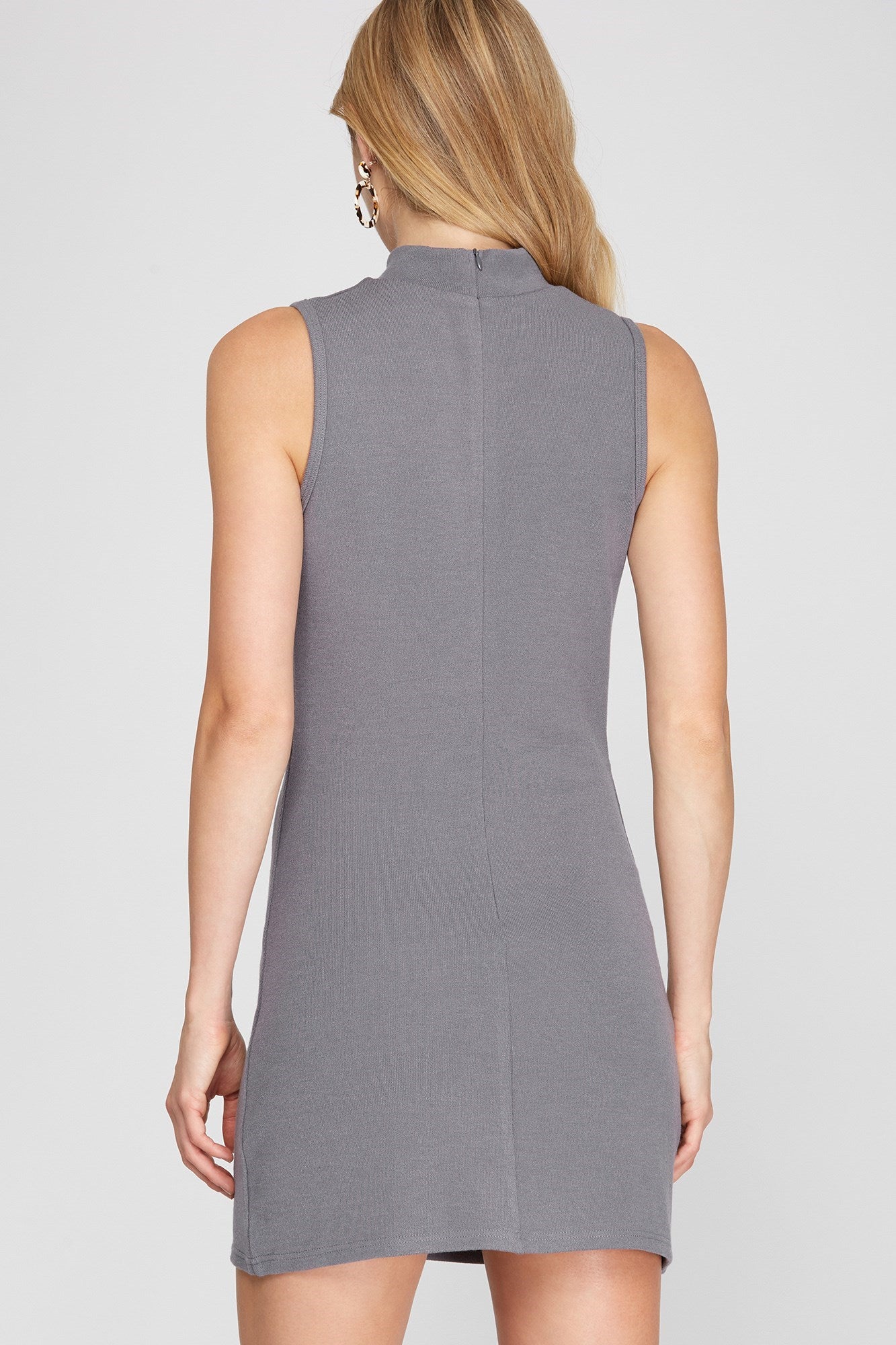 Blue Gray Sleeveless Knit Dress