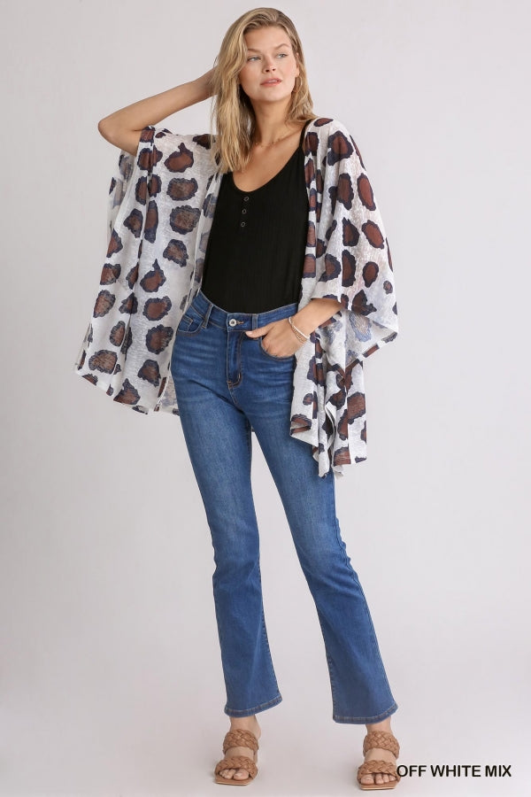 Animal Print Open Front Kimono