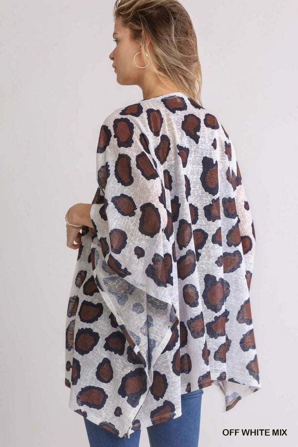 Animal Print Open Front Kimono