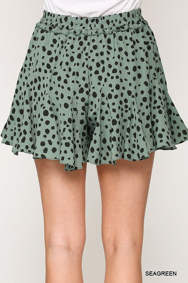 Seagreen/Black Flared Dress Shorts