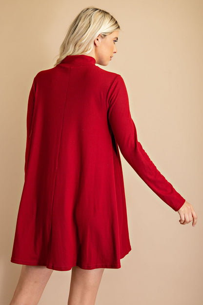 Wine Long Sleeve Knit Dress