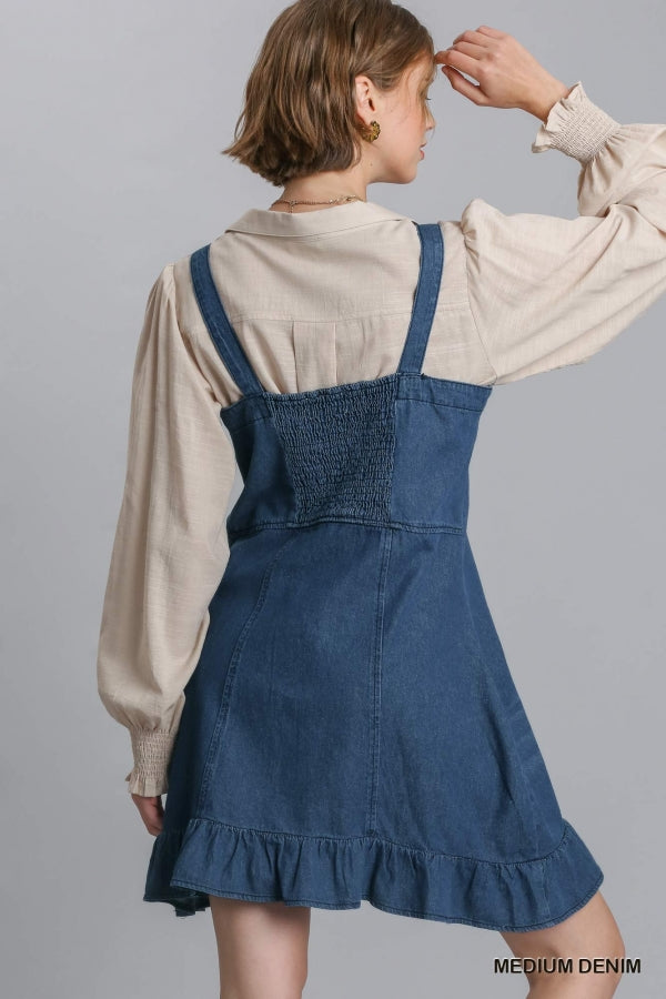 Denim Sleeveless Front Button Dress